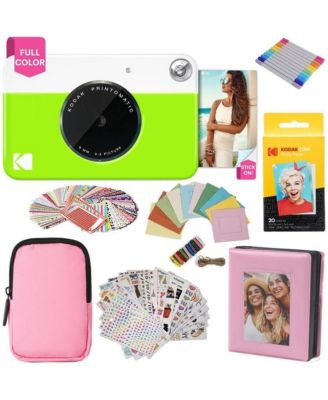 Printomatic Instant Camera Gift Bundle with Pink Case, 20 Zink Sheets, Album and More