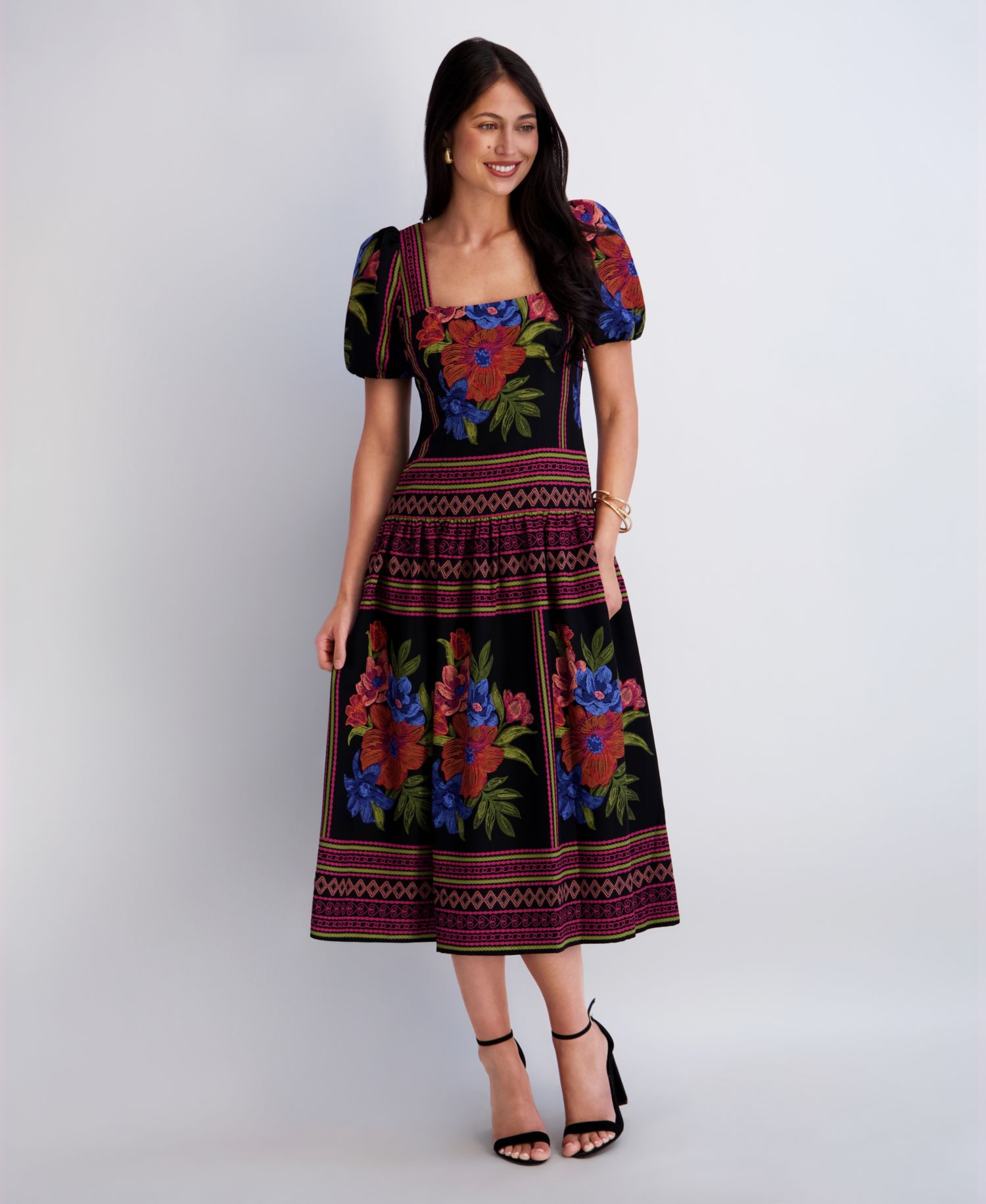 Women's Square Neck Printed Dress