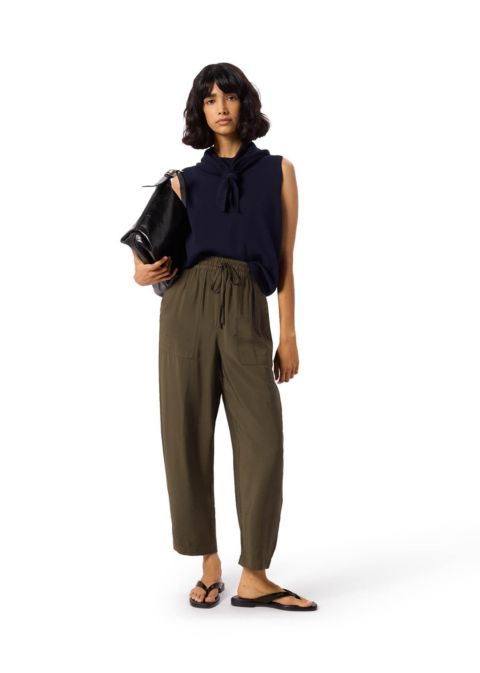 Женские шорты Whistles Linen Elasticated Short, цвет: Тёмный зелёный