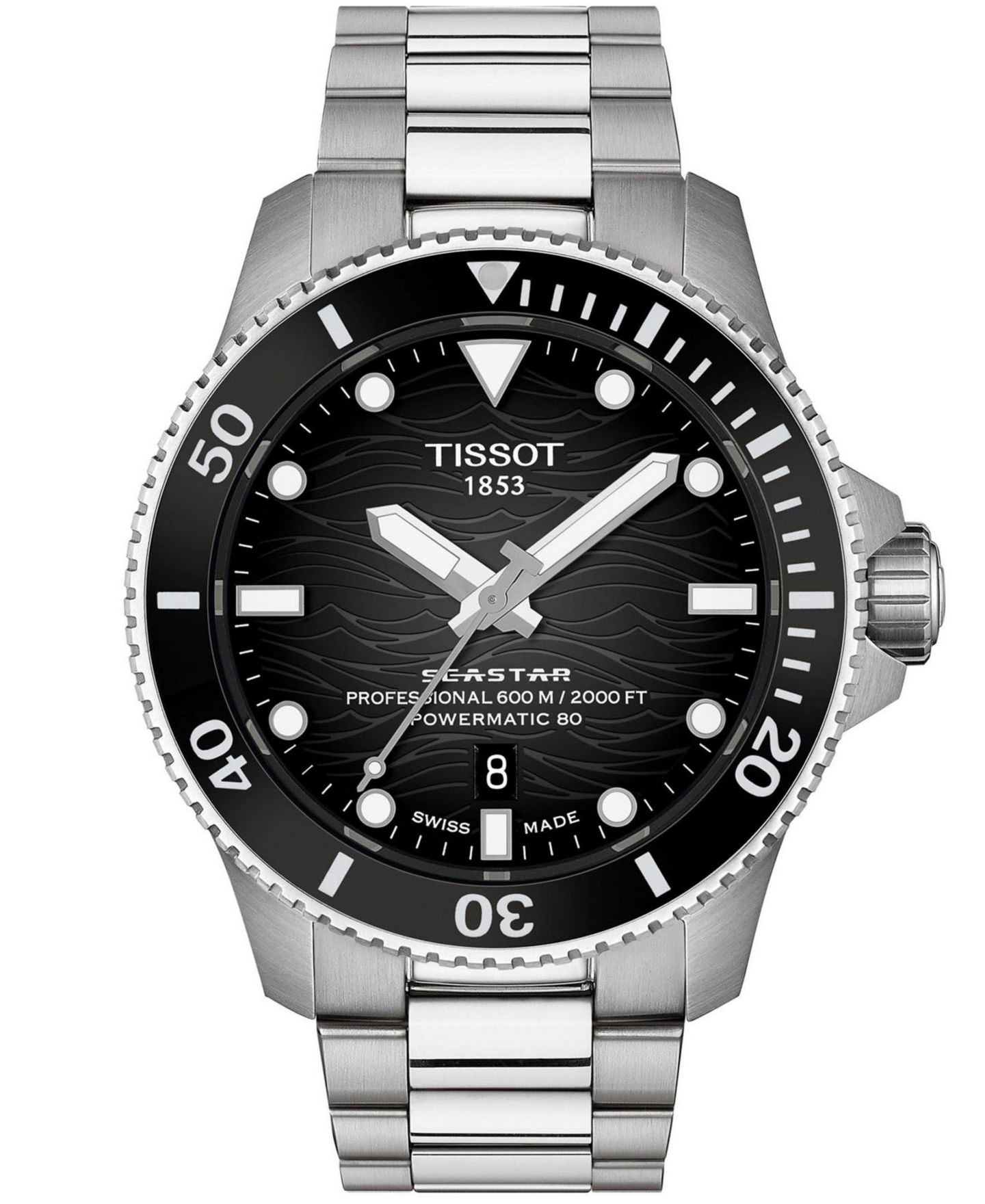 Мужские часы Tissot Seastar Gray Stainless Steel Strap Watch 44mm — фото 1