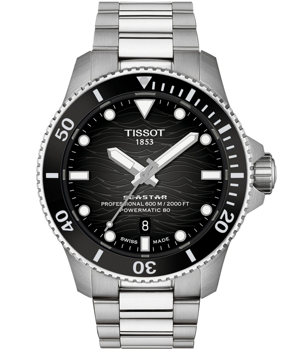 Tissot Men's Seastar Gray Stainless Steel Strap Watch 44mm