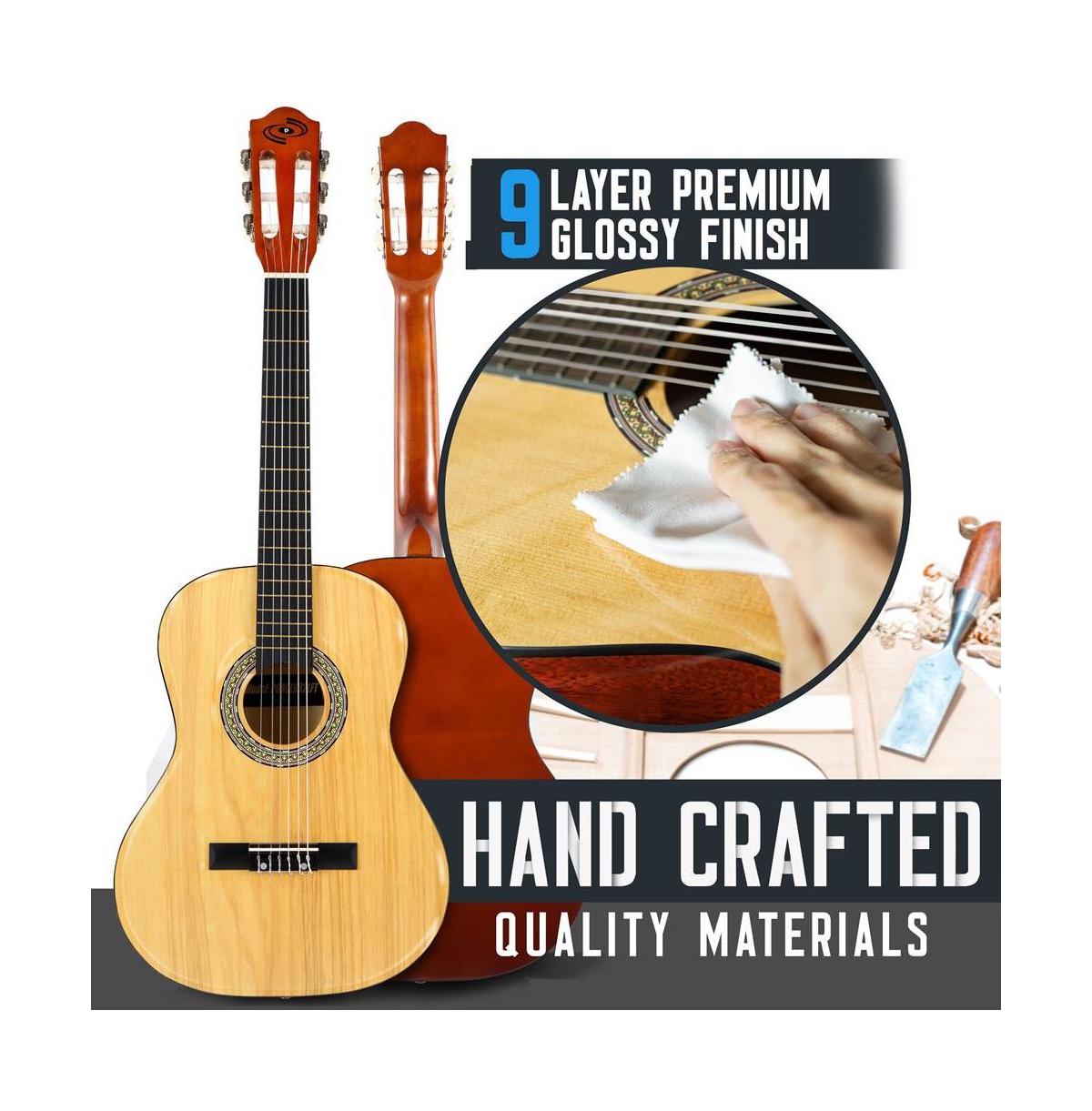 Pyle Left-Handed 3/4 Size Beginner Acoustic Guitar Kit - 36" Junior All Wood Instrument for Kids & Adults