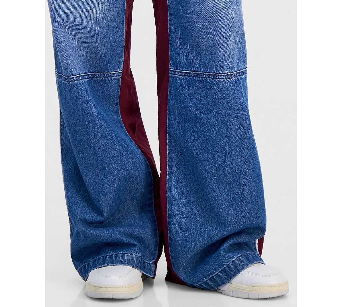 Madden Girl Juniors' Mixed Materials Wide Leg Jeans view 3 — MAYCSS fashion products