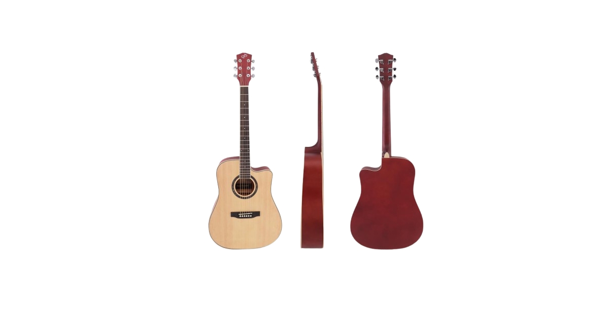 Pyle 41″ Acoustic Guitar Kit with Cutaway Body, Accessory Pack – Natural Finish, PGA480NT – Brown