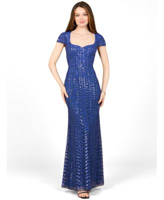 Women's Beaded Gown with Glamourous Cap Sleeves