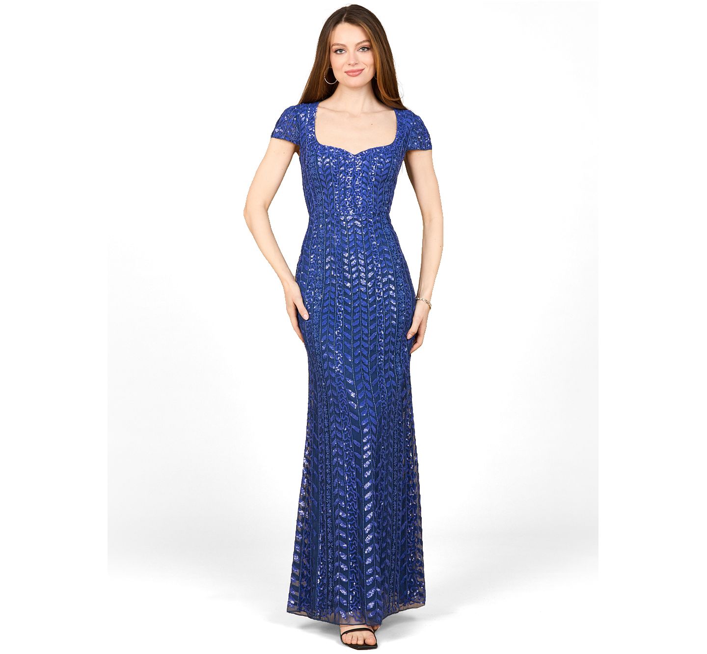 Женская кепка Lara Beaded Gown with Glamourous Cap Sleeves, цвет: Синий — фото 1