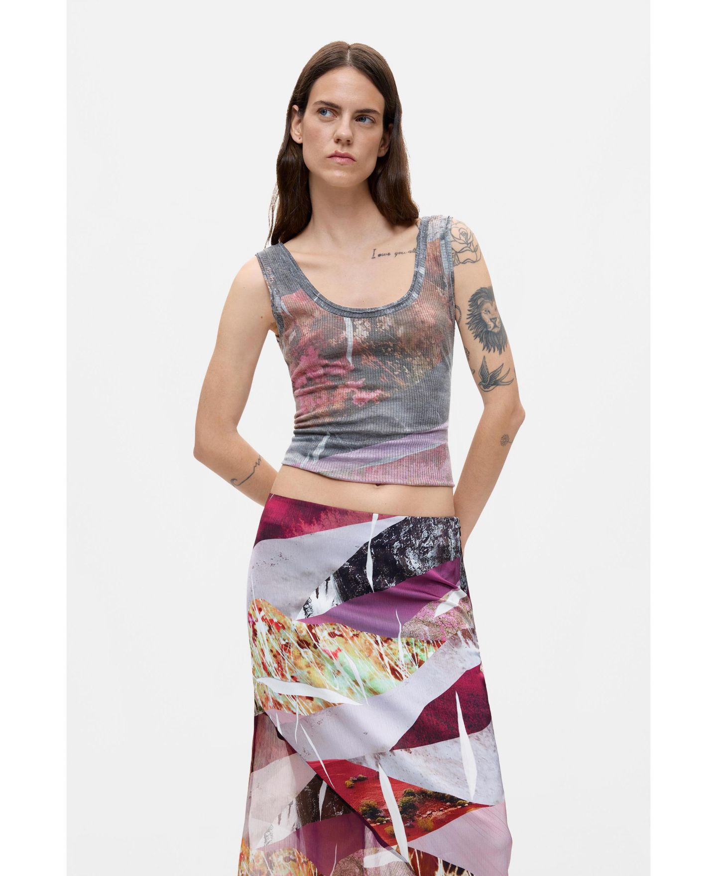 Женская юбка Desigual Asymmetrical printed, цвет: Чёрный — фото 4