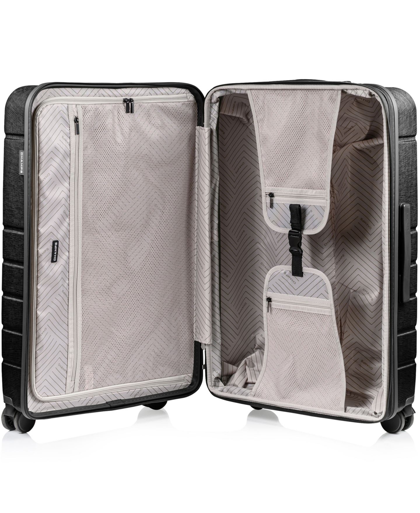 Чемоданы CHAMPS Linen II 3-Piece Hardside Expandable Luggage Set, цвет: Чёрный — фото 7