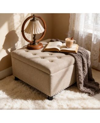 Tufted Storage Ottoman with Nailhead Trim