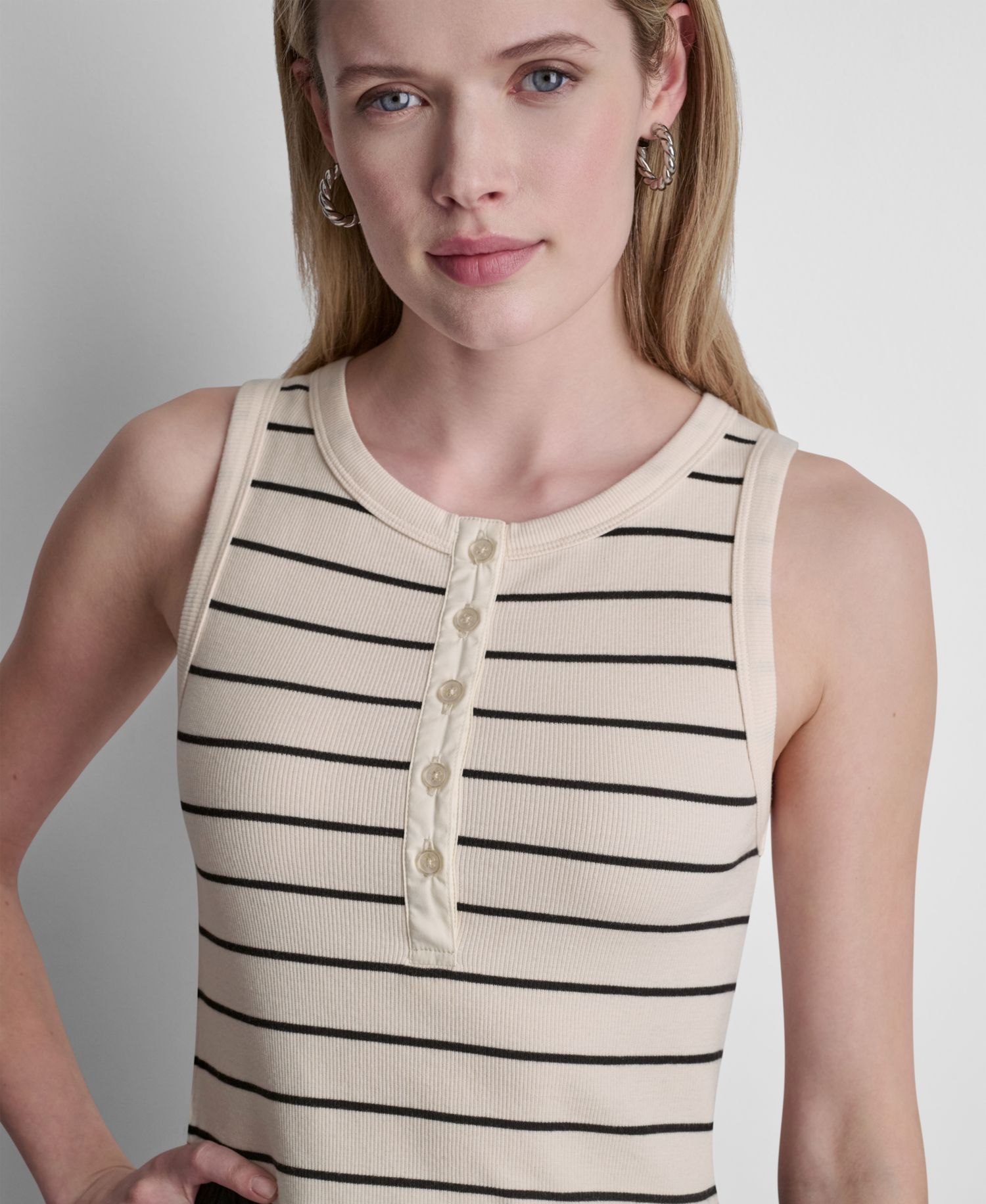 Women's Rib Henley Tank Maxi Dress