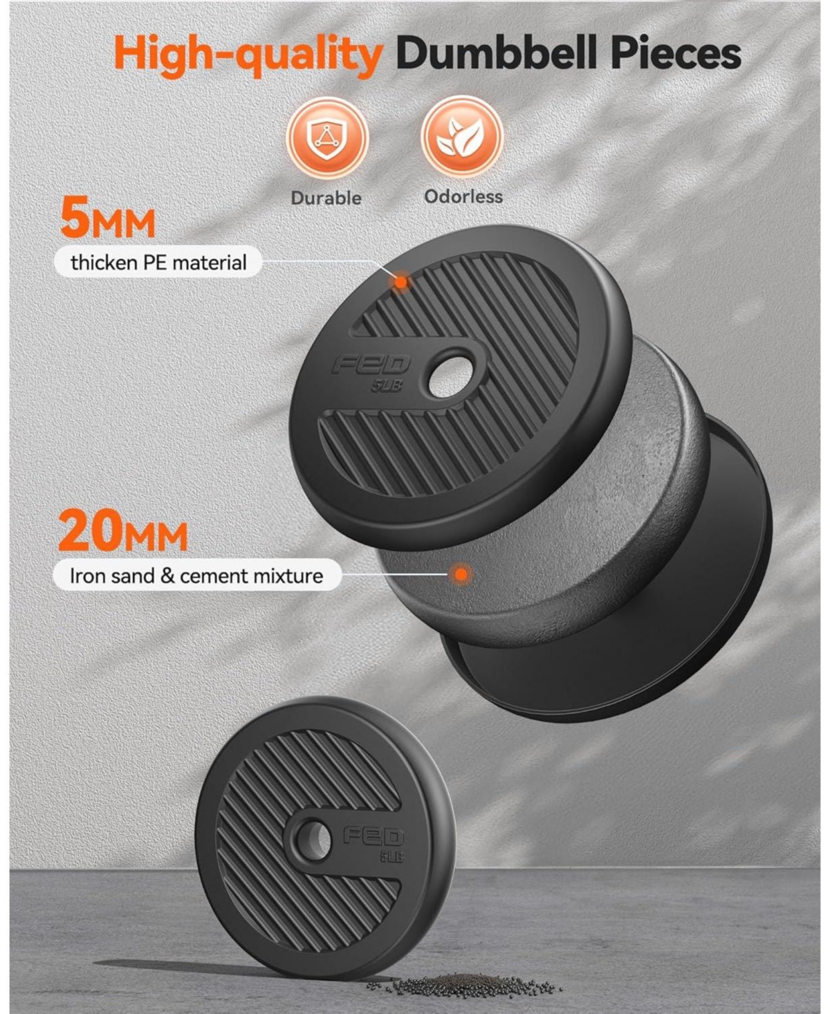 Fed Fitness Adjustable Dumbbells, Weight Set with Connector, 5 in 1 Dumbbells Set (Barbell, Kettlebells, Push up Stand