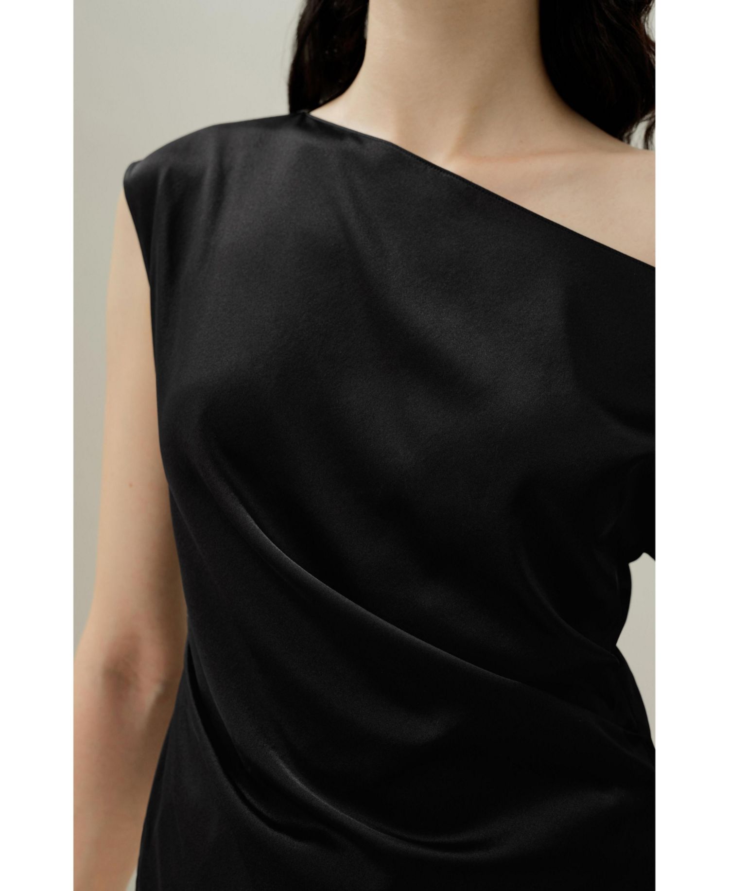Women's Stretch Charmeuse Asymmetric Top