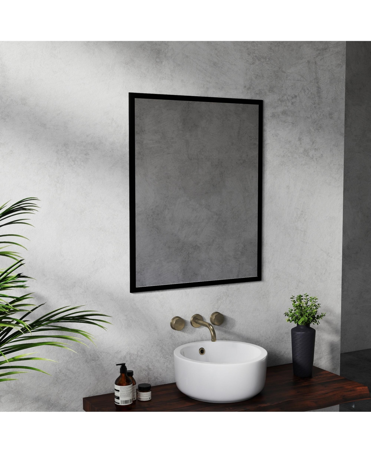 Rainsken -Inch Bathroom Mirror, Square Aluminum Mirror Frame Vanity Mirror for Bedroom