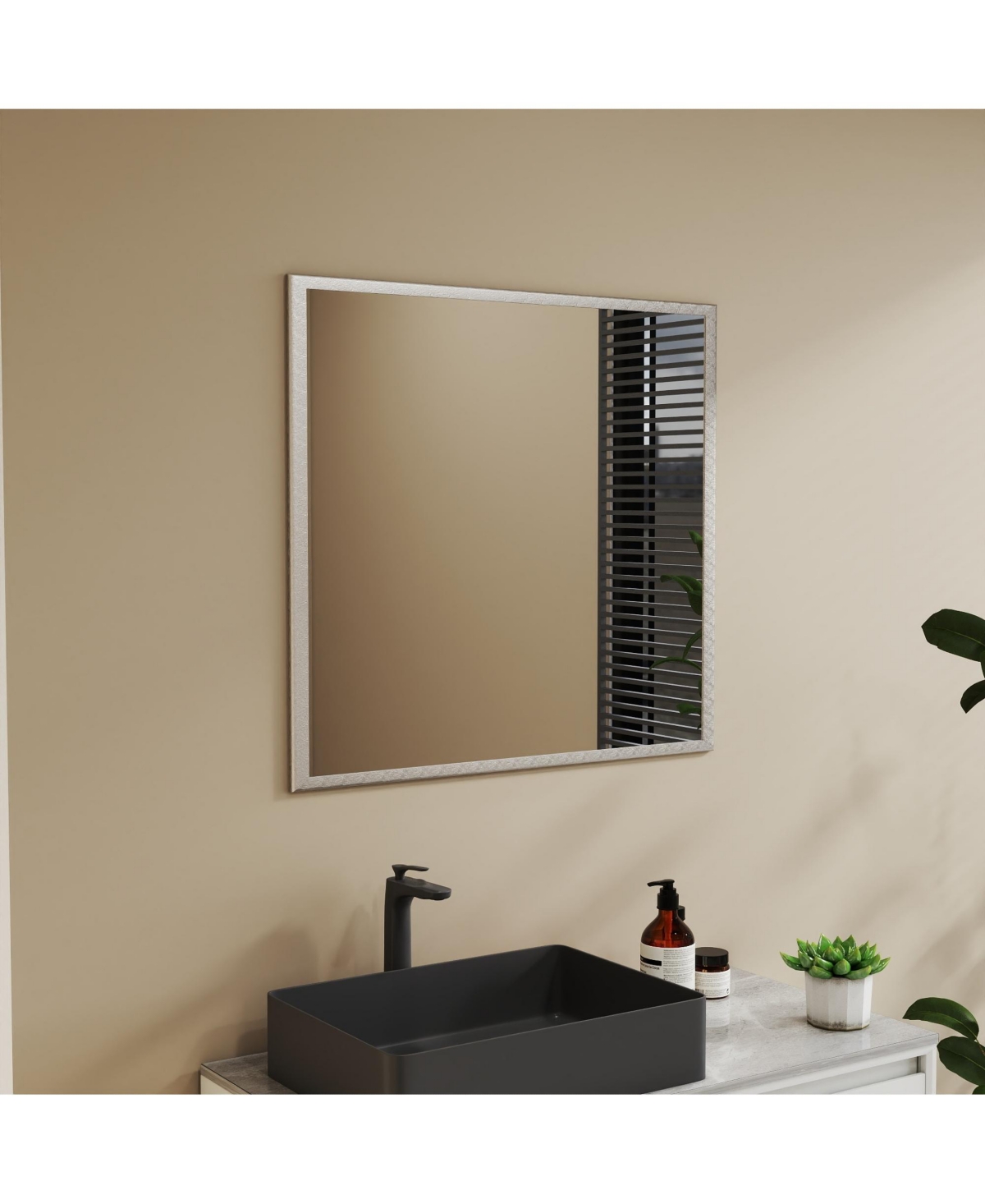 Rainsken 32" Square Aluminum Frame Vanity Mirror