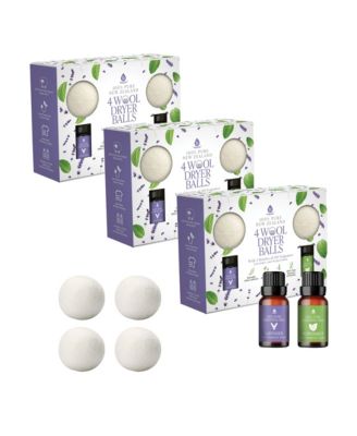 Wool Dryer Balls Bundle - 3-Pack of Durable Laundry Balls Made from Pure New Zealand Wool + Lavender and Peppermint Essential Oils