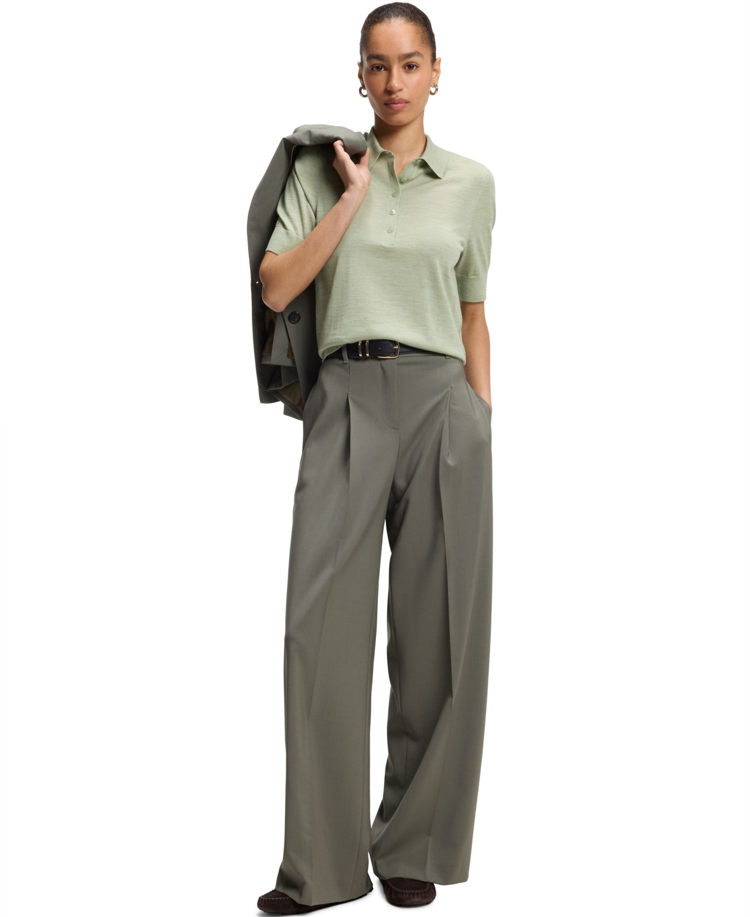 BOSS by Women's Merino Wool Collared Sweater