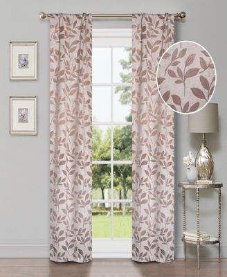 Leaves Machine Washable Room Darkening Blackout Curtains, Set of 2