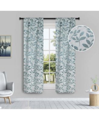 Leaves Machine Washable Room Darkening Blackout Curtains, Set of 2
