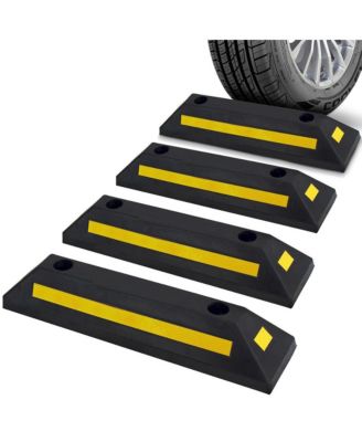 Set of 4 Heavy-Duty Parking Curb Tire Stops for Cars and Trucks