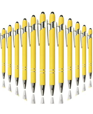 Ballpoint Pen Stylus Soft Touch Metal Click 12 Pens