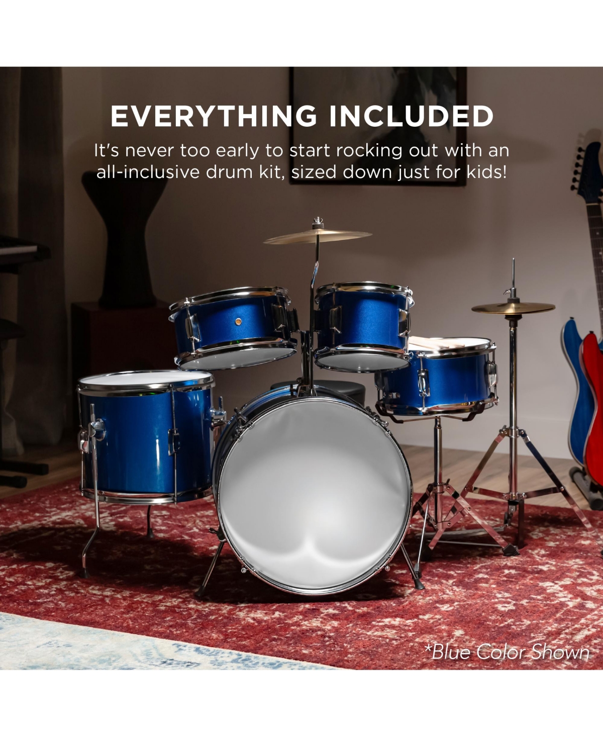 Best Choice Products 5-Piece Kids Beginner Junior Drum Set, Percussion Instrument Starter Kit with Stool