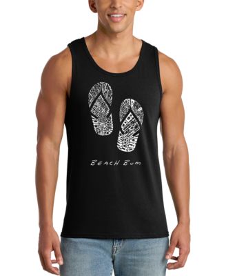 Men's Flip Flops Beach Bum Word Art Graphic Tank Top