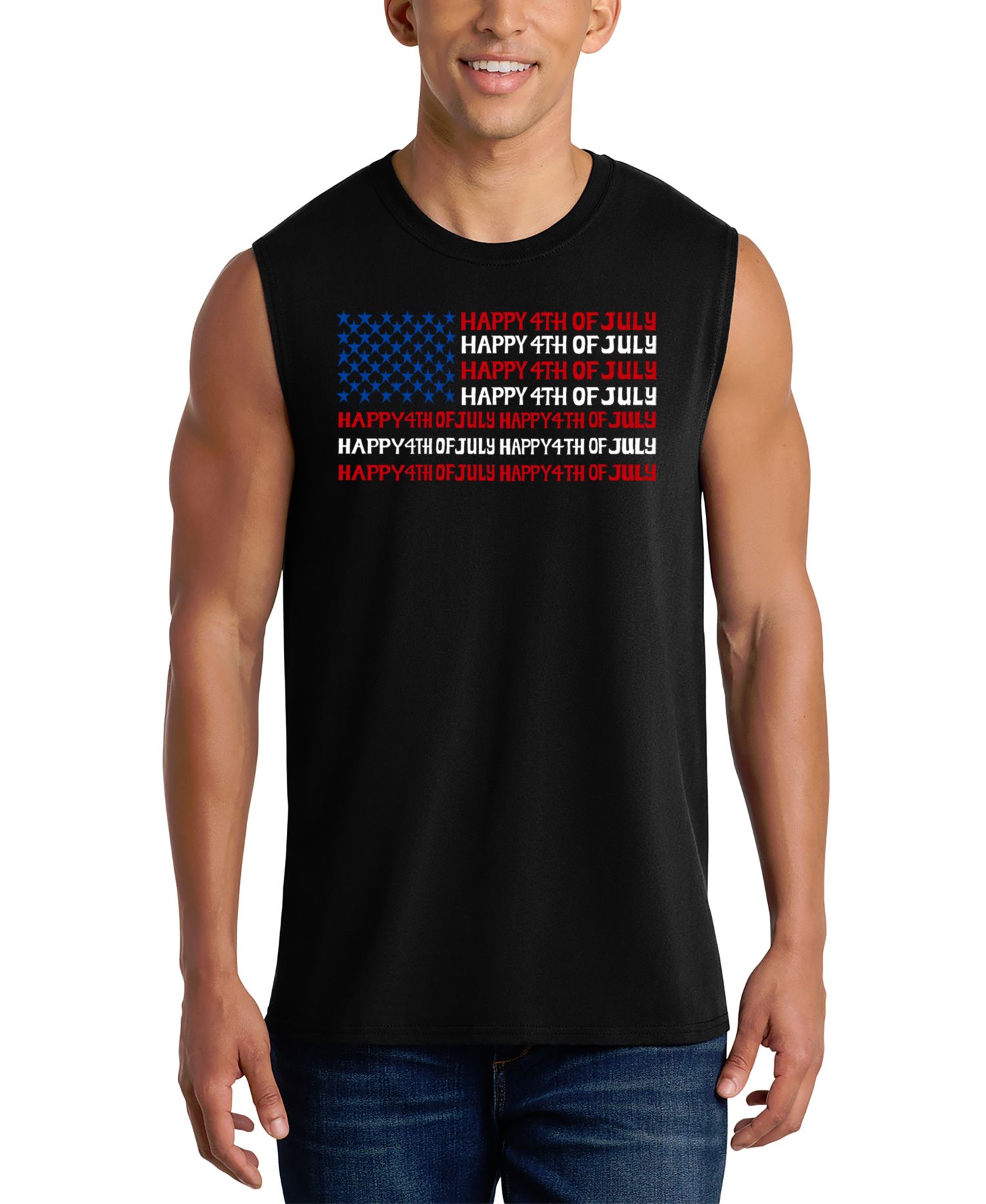 Men's American Flag Word Art Tank Top