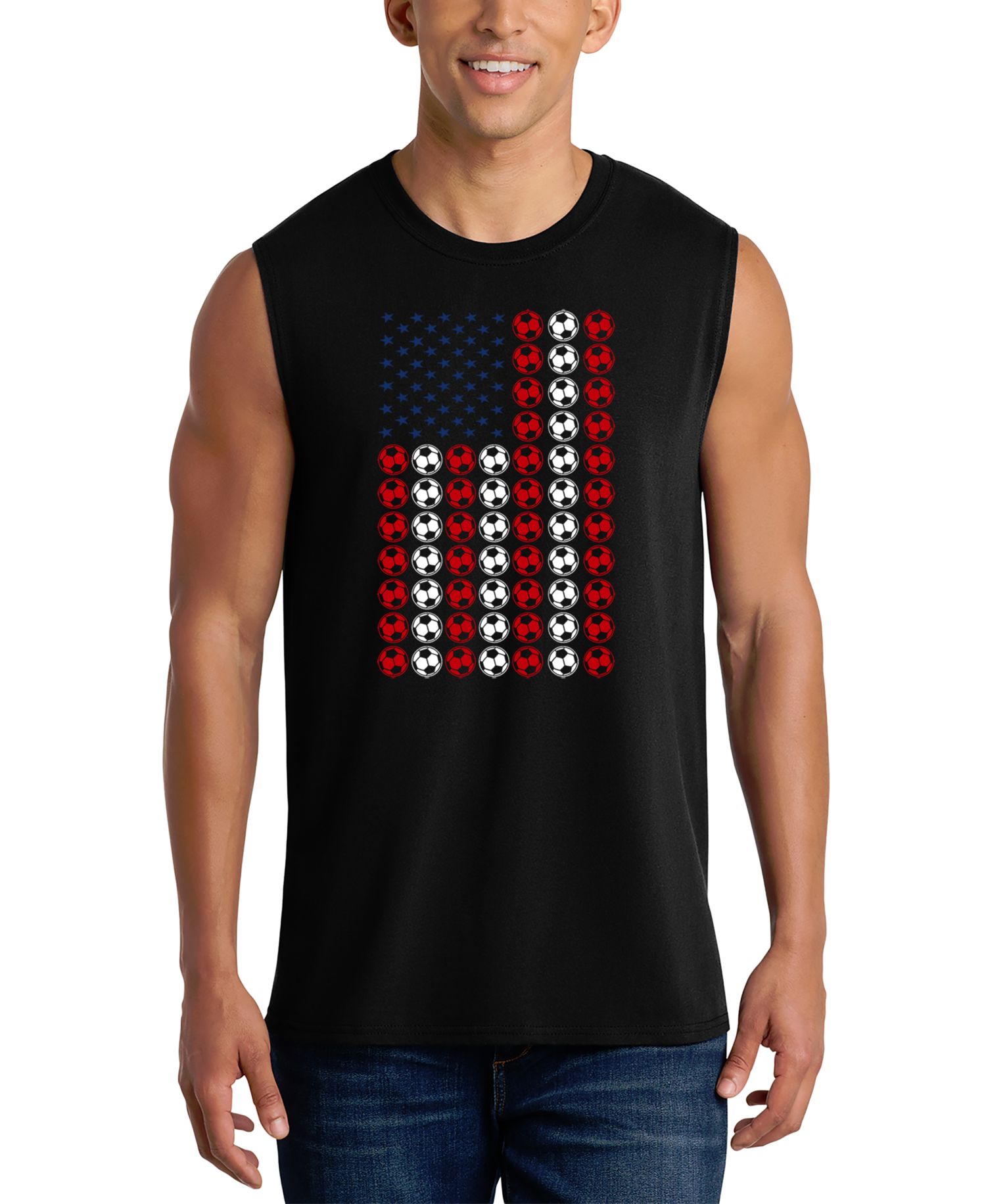 Men's Soccer Ball American Flag Graphic Tank Top