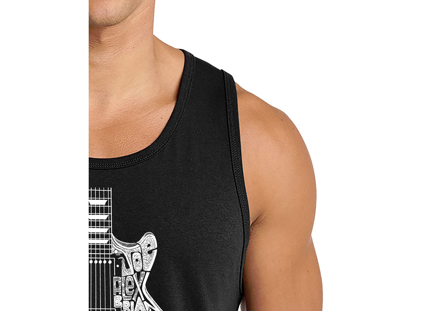 Men's Electric Guitar Circular Word Art Graphic Tank Top