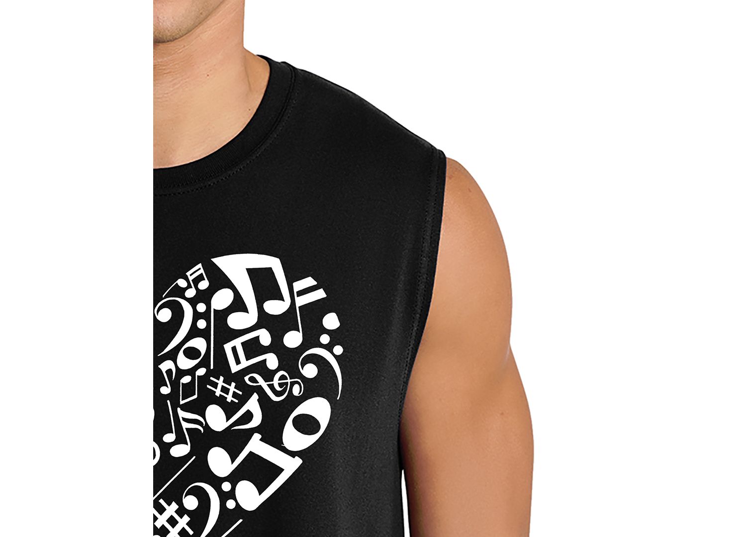 Men's Musical Notes Heart Graphic Tank Top