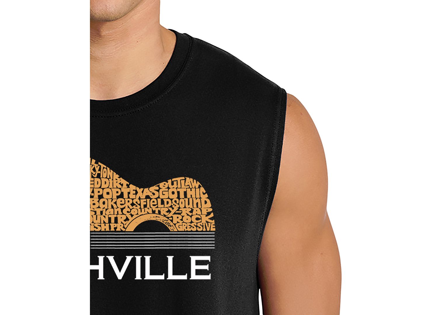 Men's Nashville Guitar Word Art Graphic Tank Top