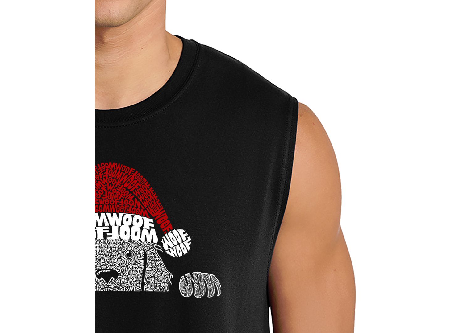 Men's Peeking Dog With A Santa Hat Graphic Tank Top