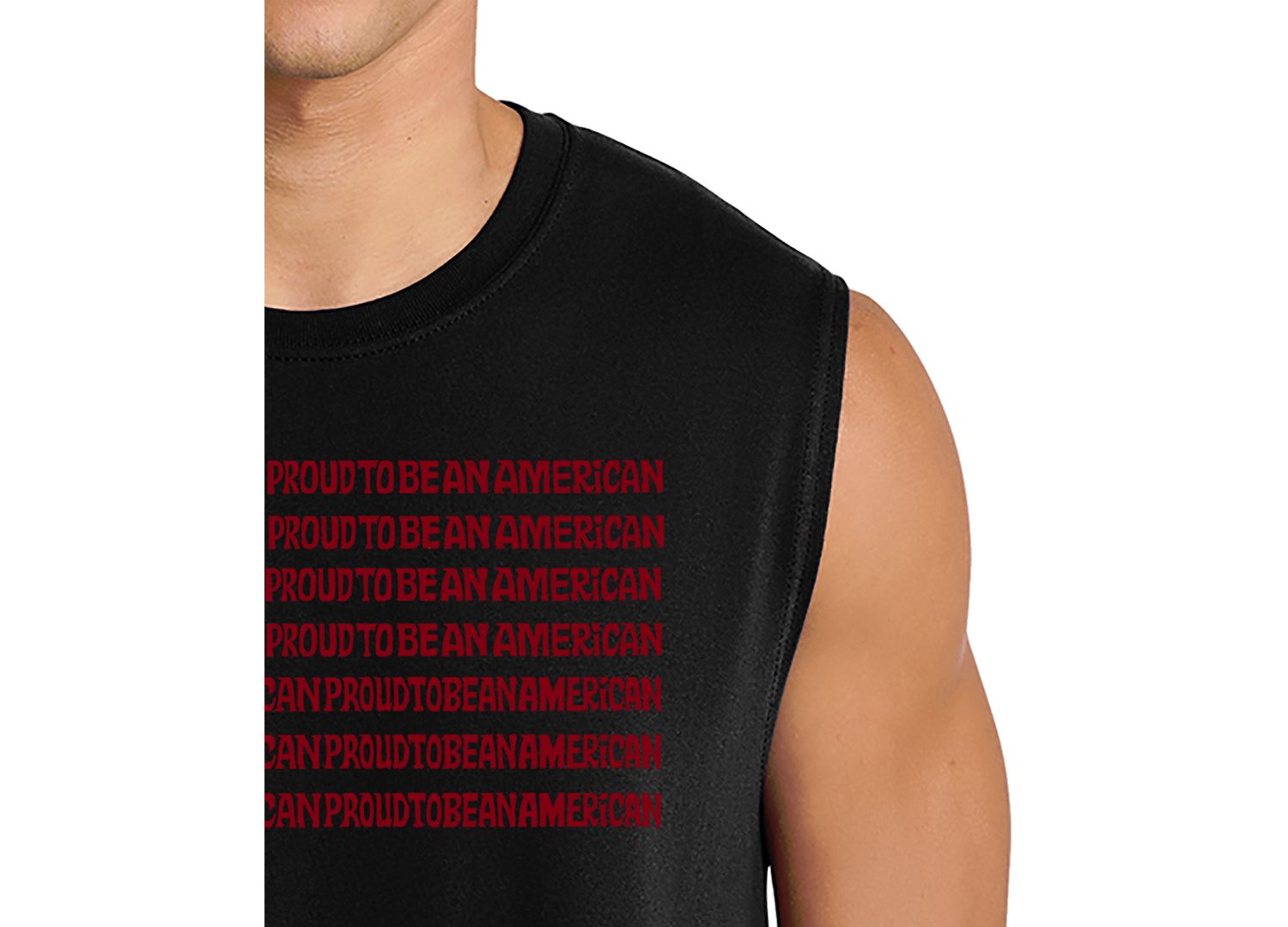 Men's American Flag Word Art Crewneck Tank Top