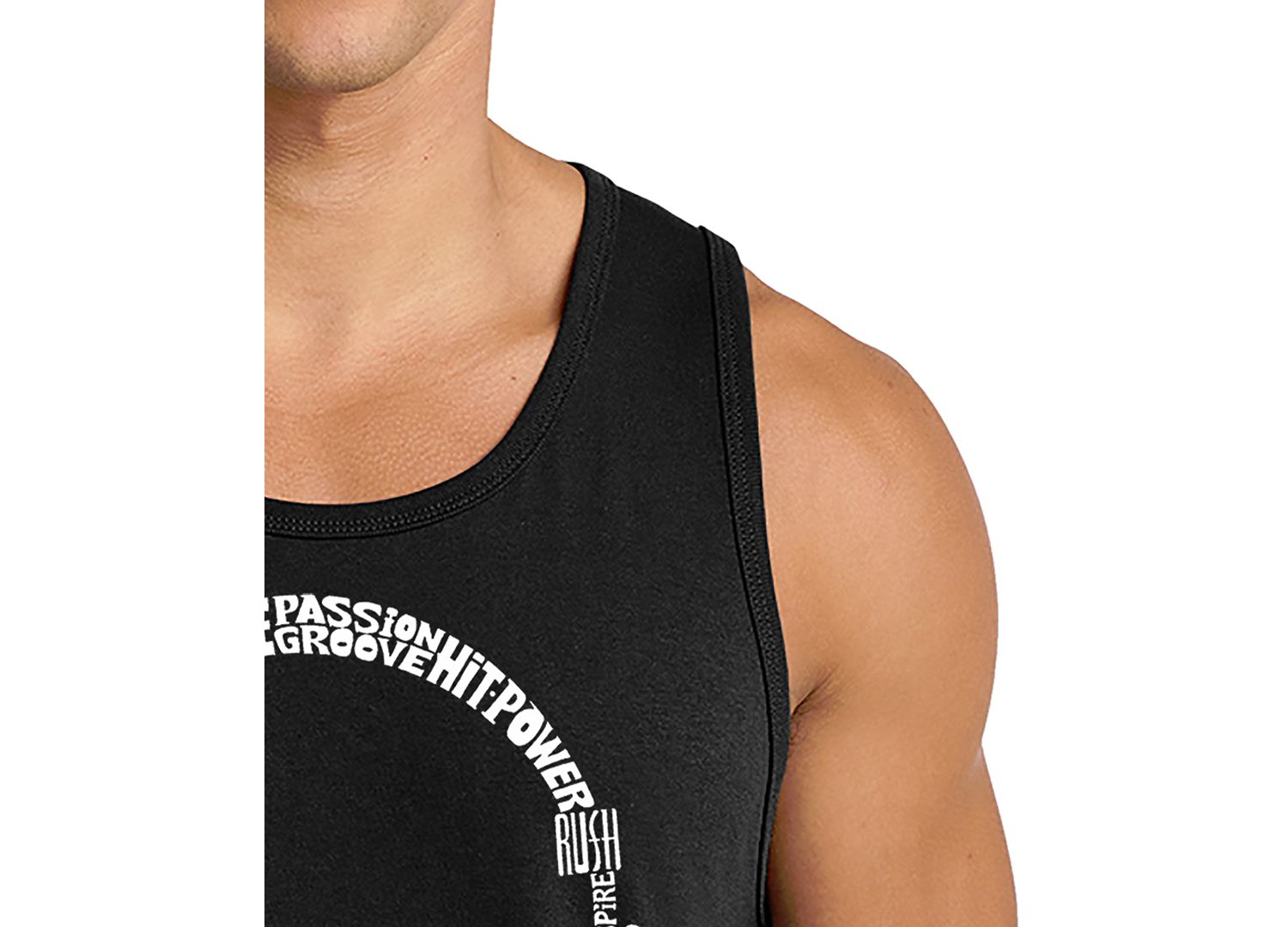 Men's Full Headphones Music Word Art Graphic Tank Top