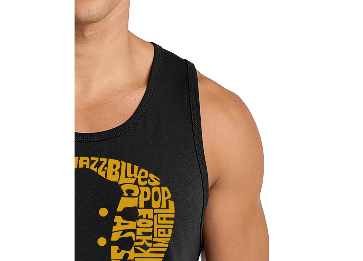 Men's Electric Guitar Neck Circular Word Art Graphic Tank Top