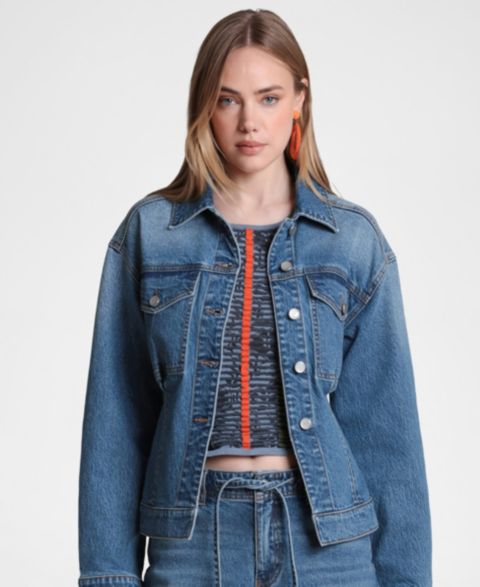 Женские куртки Avec Les Filles Women's Back Cinch Denim Jacket