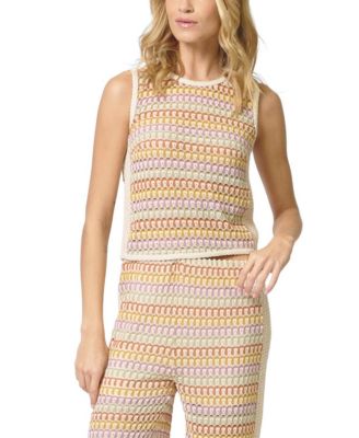 Women's Celine Rainbow Crochet Button Back Shell