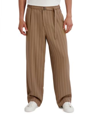 Men's Stripe Regular-Fit Removable Belt Pants