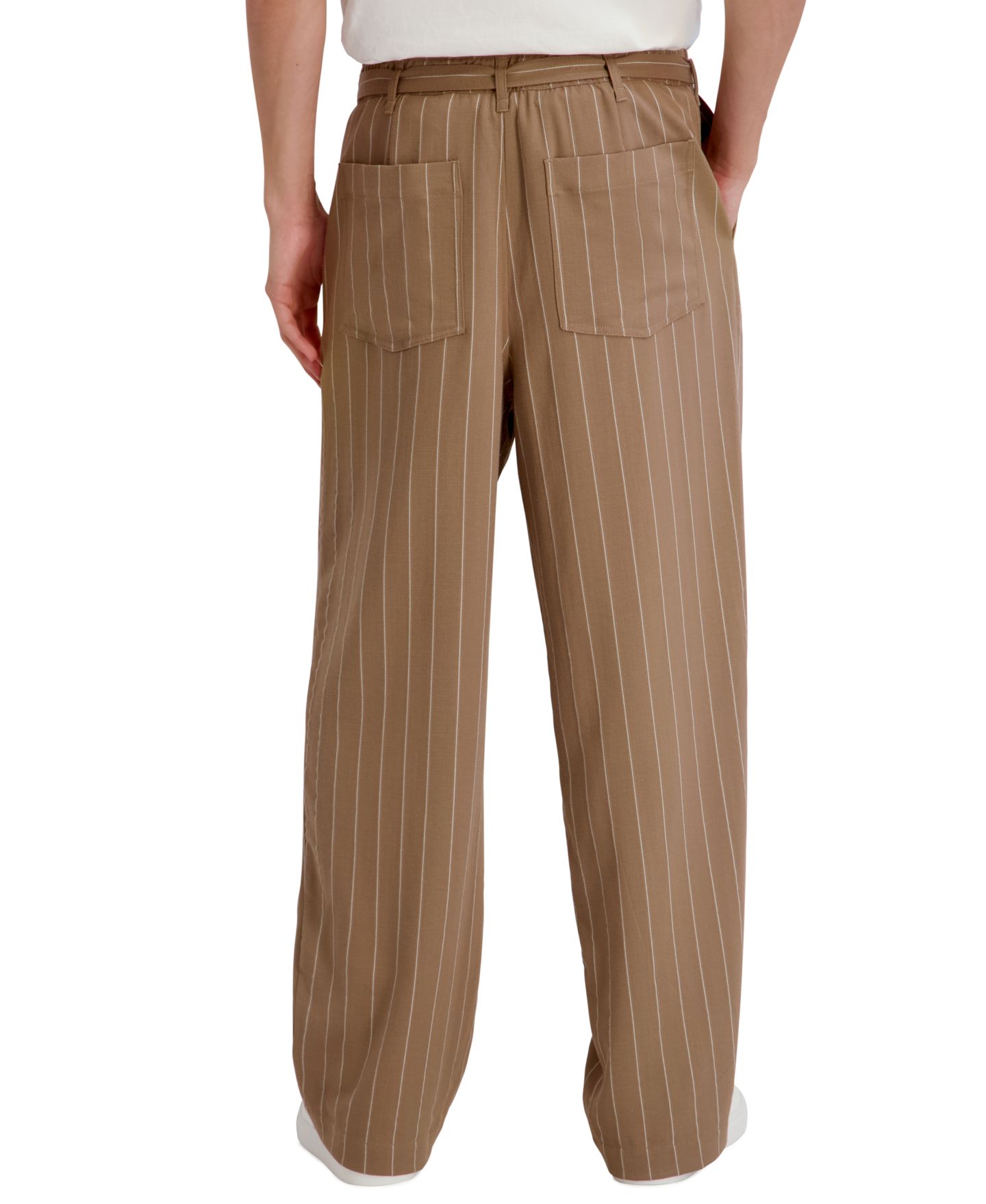 Мужские брюки KARL LAGERFELD PARIS Stripe Regular-Fit Removable Belt, цвет: Рыжевато-коричневый — фото 4