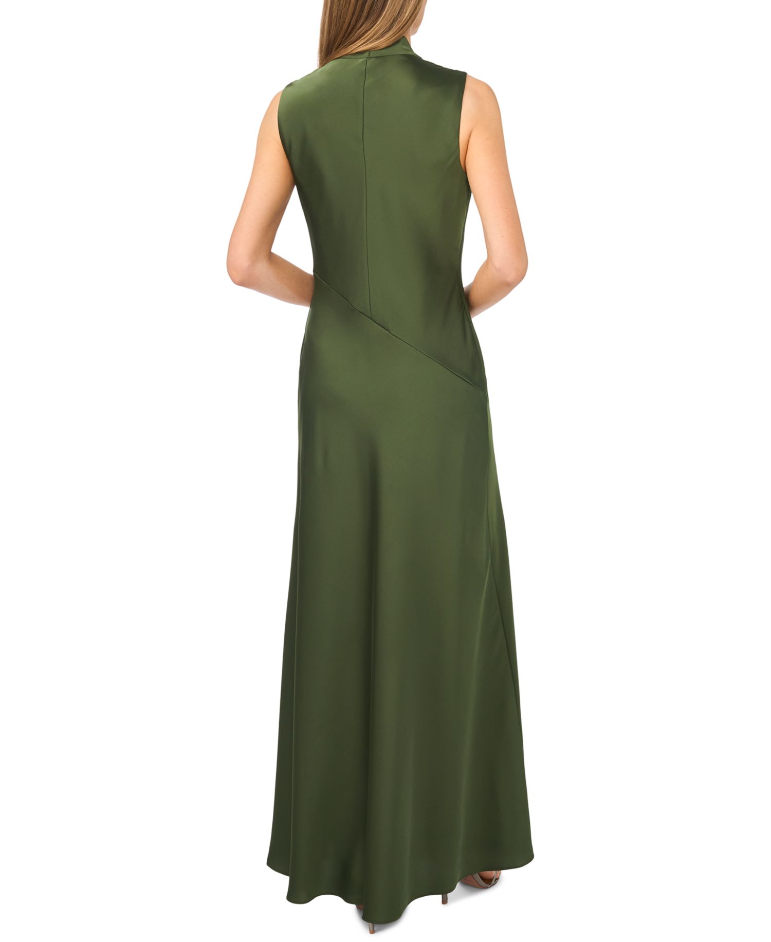 Women's Sleeveless Cowl Neck Scarf-Tie Maxi Dress