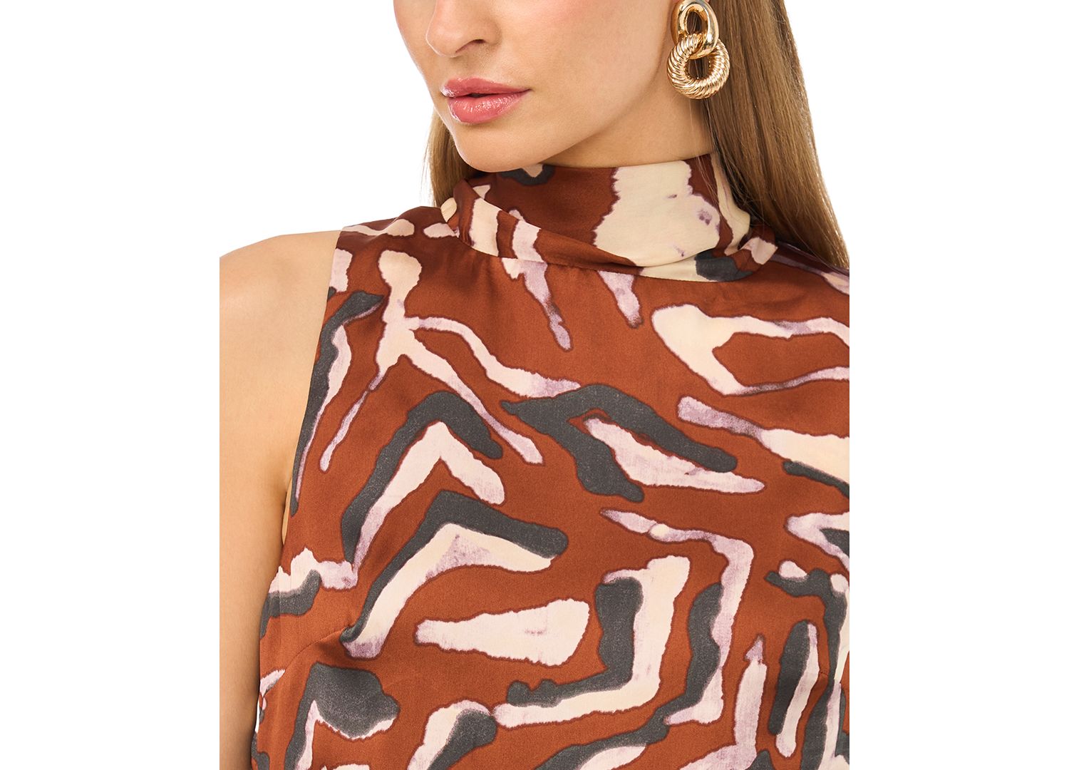 Women's Sleeveless Mock-Neck Mini Dress