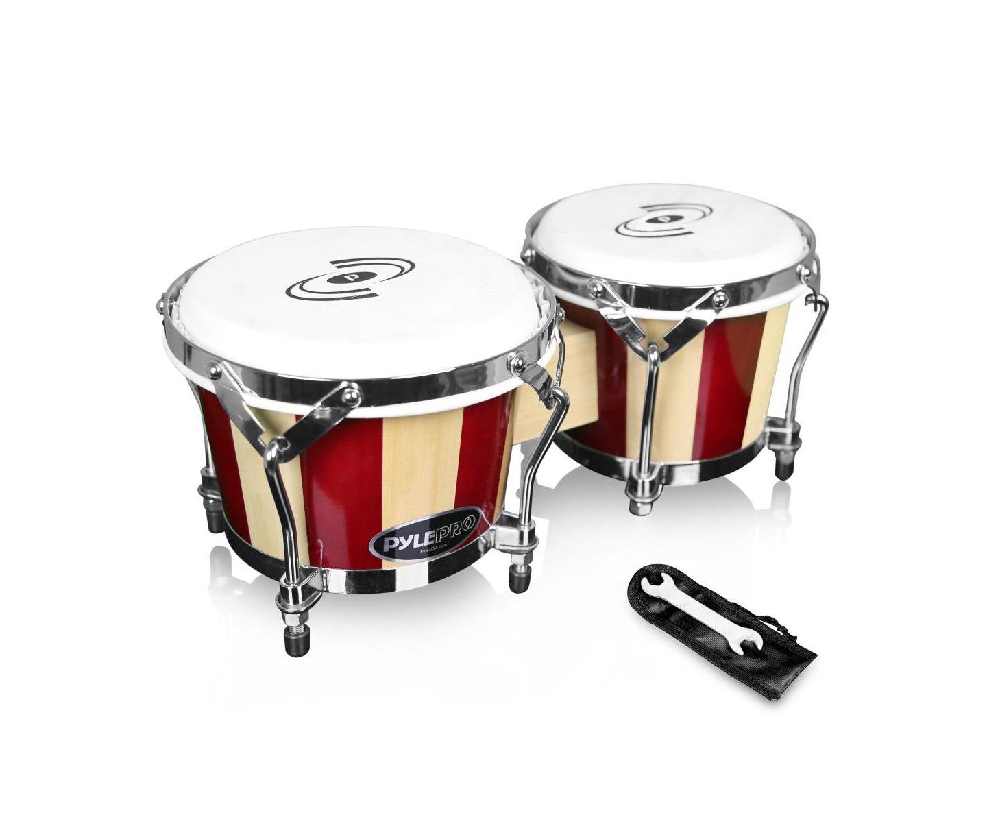 Детские игрушки Pyle Hand-Crafted Wooden 2-Piece Bongo Drums, Ages 3+, цвет: Коричневый — фото 1