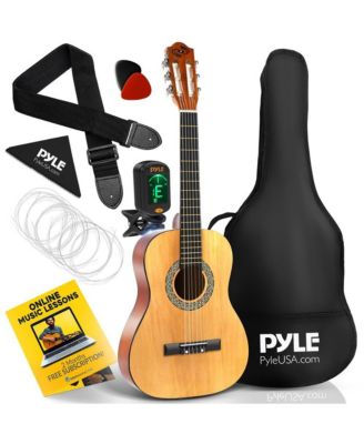 1/2 Size Beginner Acoustic Guitar Kit - 34" Junior All Wood Guitar with Case, Strap, Picks & Lesson Access
