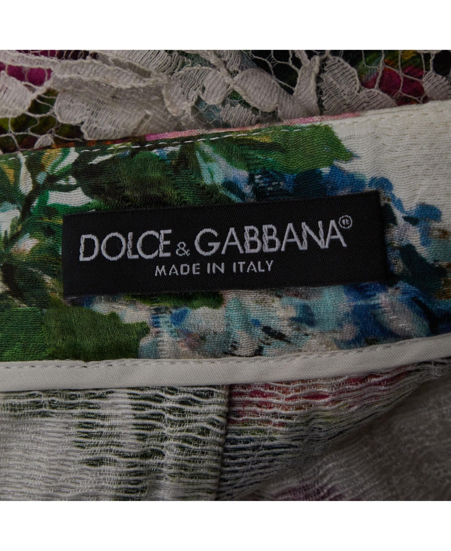 Pre-Owned Dolce and Gabbana Floral Jacquard Lace-Trimmed Skirt
