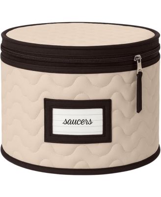 Quilted Microfiber China Organizer Box with Dividers - Protects & Organizes Up to 12 Pieces - Ideal for Seasonal Dishware Protection