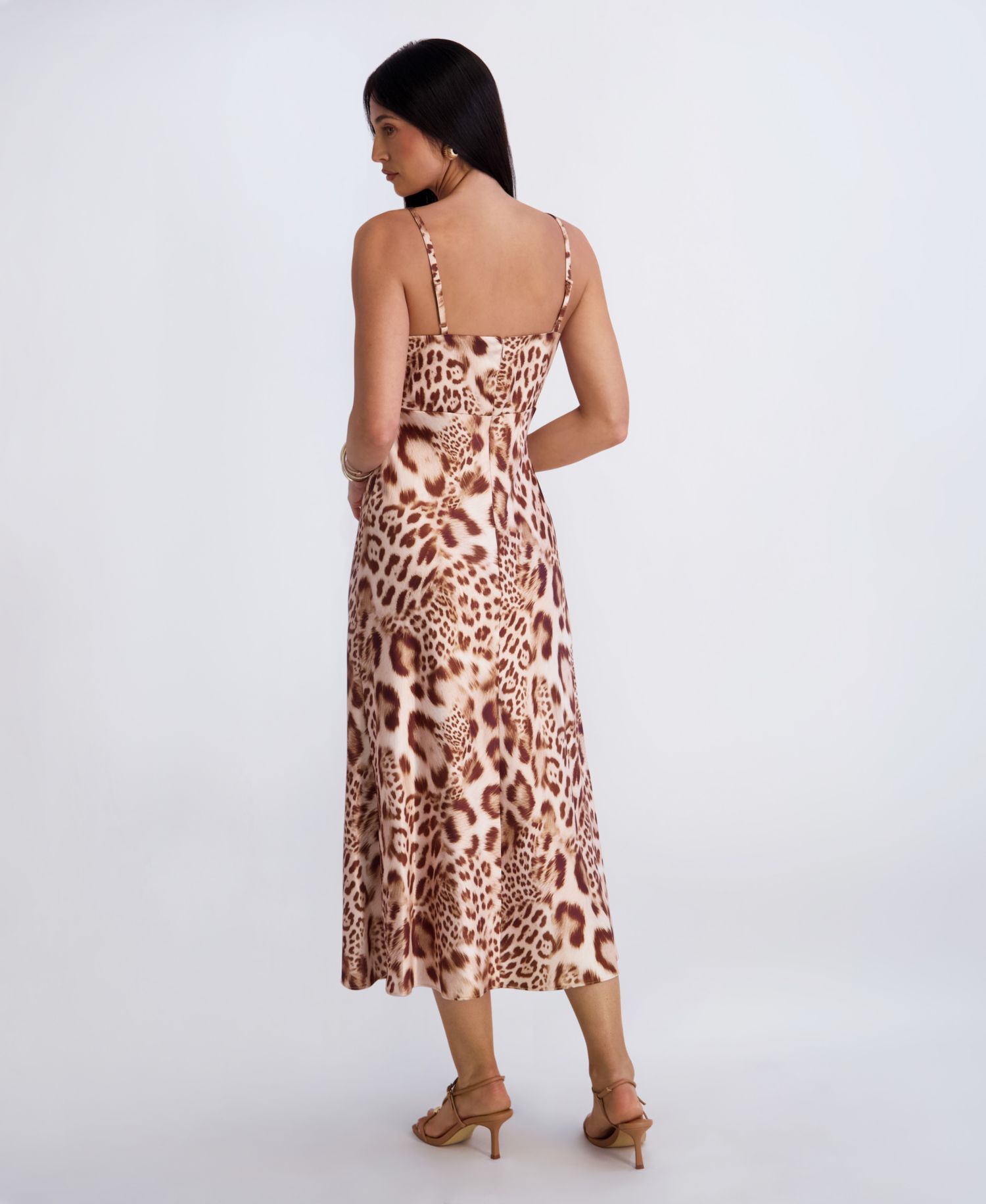 Women’s Animal Print Satin Midi Dress