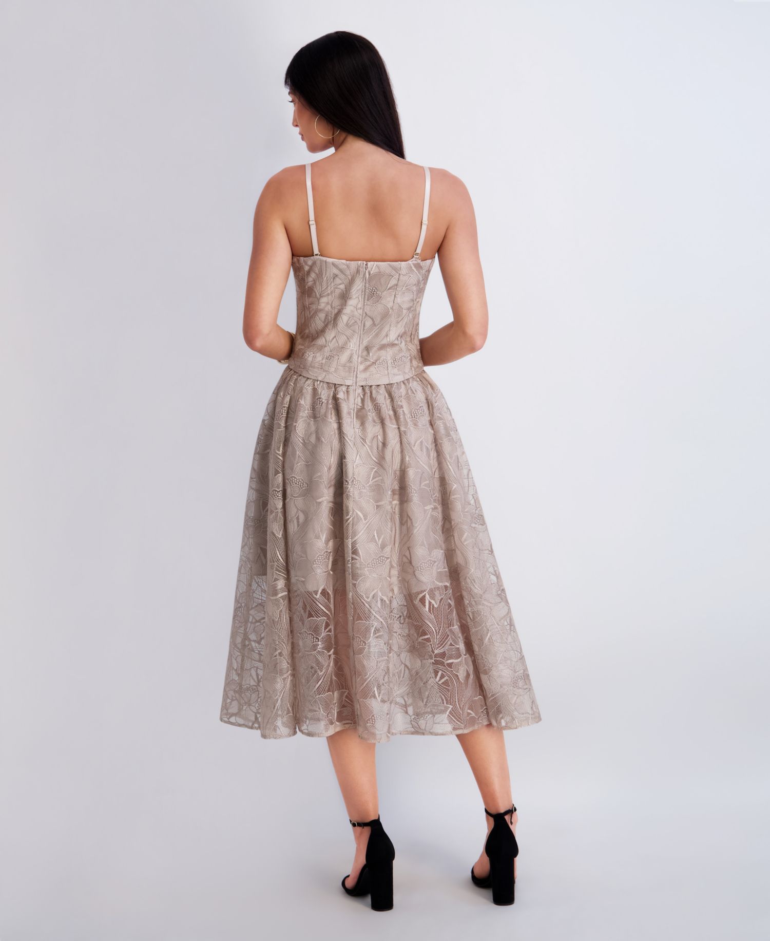 Women’s Embroidered Mesh Midi Dress