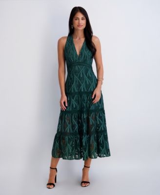 cheap green cocktail dress Hunter Green Shine Asymmetrical Dress