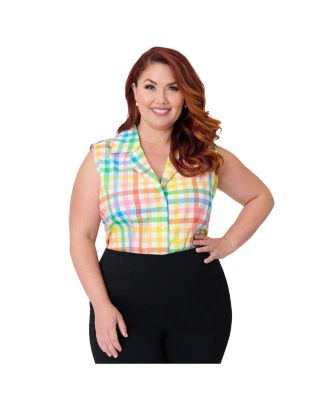 Women's Plus Size 1950s Commuter Set Collar Blouse