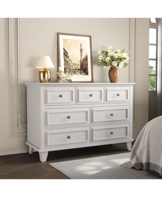 Modern 7 Drawer Dresser for Bedroom - Wide Chest of Drawers - Deep Storage - Water-Resistant Wood Top - Metal Handles - Thickened Desktop
